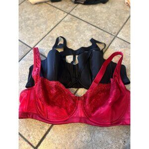 Adore Me Bra Bundle 42D | Red Lace Underwire + Black Strappy Cage Bra | Sexy Plu